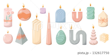 Decorative aromatic candles various shapes and colors Decorative aromatic candles various shapes and colors 132617750