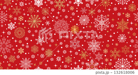 Christmas holiday seamless pattern. Snowflake icons and noel decor. Beautiful winter crystal xmas background 132618006