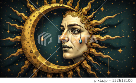 Ominous Crying Sun Over Earth as a Harbinger of Doom, Psychedelic, Premonition, Sun with a Tear Ominous Crying Sun Over Earth as a Harbinger of Doom, Psychedelic, Premonition, Sun with a Tear 132618100