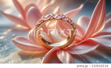 elite wedding engagement rings made of gold, unique original design, beautiful official wedding decoration 132618118