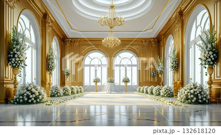 Beautiful wedding interior, Wedding card series, beautiful official wedding decoration 132618120
