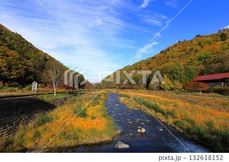 檜枝岐のミニ尾瀬公園と伊南川／福島県南会津郡 檜枝岐村 132618152
