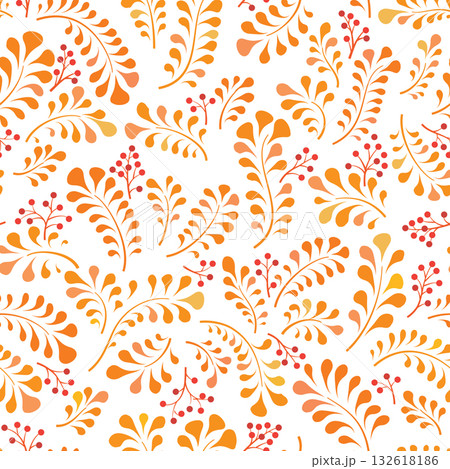 Floral seamless pattern. Branch with leaves gentle autumnal texture. Flourish nature autunm garden leaves background 132618186