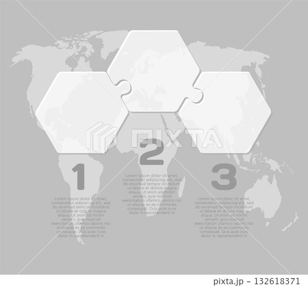 Three steps line infographic, puzzle diagram 132618371