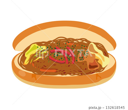 やきそばパンのイラスト 132618545