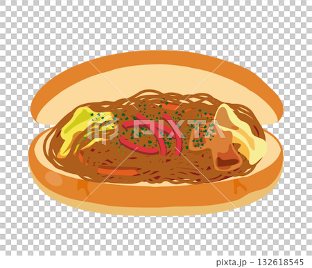 やきそばパンのイラスト 132618545