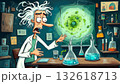 Mad scientist, professor doing experiment for science. character in science lab 132618713