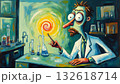 Mad scientist, professor doing experiment for science. character in science lab 132618714
