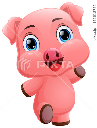 Cute pig cartoon on white background 132618722