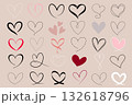 Colorful heart bundle in hand drawn illustration. Flourish, swashes, line art and flat style 132618796