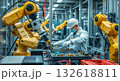 Robotic production line at an electrical engineering plant 132618811