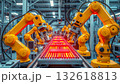 Robotic production line at an electrical engineering plant 132618813