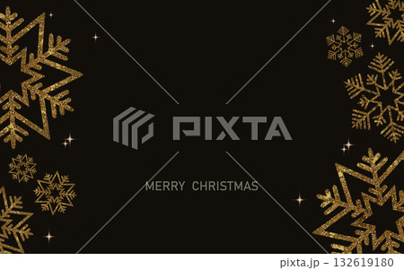 Merry Christmas. A festive card with elegant golden snowflakes Merry Christmas. A festive card with elegant golden snowflakes 132619180