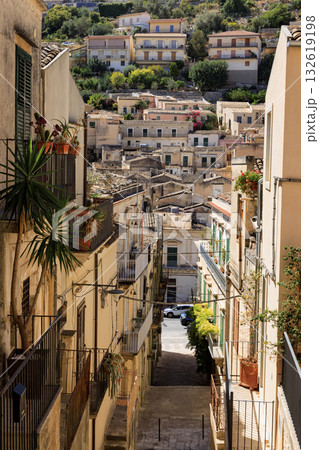 View of a narrow street in Modica, Sicily, Italy View of a narrow street in Modica, Sicily, Italy 132619198