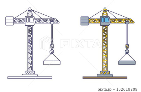 Construction crane icon for building houses. Construction crane icon for building houses. 132619209