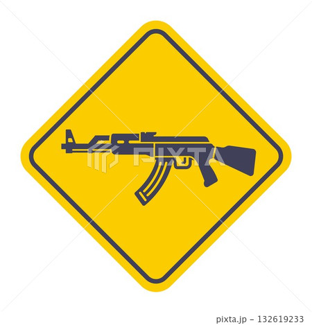 Kalashnikov assault rifle icon. Russian firearms. 132619233