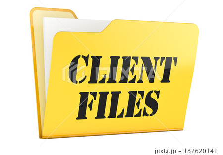 Client files, yellow folder. 3D rendering 132620141