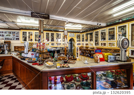 Setubal, Portugal - Feb 28, 2025: Traditional grocery store Mercearia Confianca de Troino at Setubal in Portugal Setubal, Portugal - Feb 28, 2025: Traditional grocery store Mercearia Confianca de Troino at Setubal in Portugal 132620395