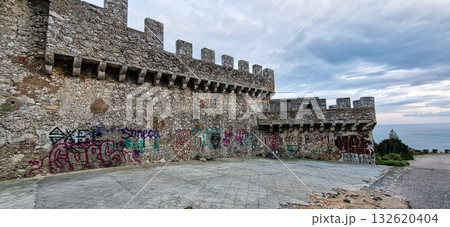 Troia , Portugal - Mar 01, 2025: 7th Battery of the Outao Coastal Artillery Regiment in Troia, Portugal. Troia , Portugal - Mar 01, 2025: 7th Battery of the Outao Coastal Artillery Regiment in Troia, Portugal. 132620404