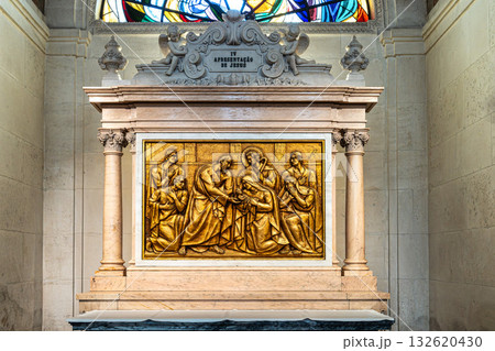 Fatima, Portugal - Mar 10, 2025: Interior of Sanctuary of Fatima, Portugal. Basilica of Our Lady of the Rosary Fatima, Portugal - Mar 10, 2025: Interior of Sanctuary of Fatima, Portugal. Basilica of Our Lady of the Rosary 132620430