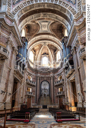 Mafra, Portugal - Apr 11, 2025: Interior of the Mafra National Palace at Mafra, Portugal. Mafra, Portugal - Apr 11, 2025: Interior of the Mafra National Palace at Mafra, Portugal. 132620447