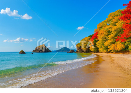 渥美半島 赤羽根ロングビーチと日出の石門 紅葉 渥美半島 赤羽根ロングビーチと日出の石門 紅葉 132621804