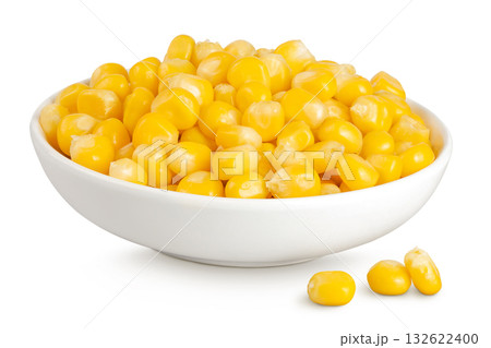 corn seeds in ceramic bowl isolated on white background with full depth of field corn seeds in ceramic bowl isolated on white background with full depth of field 132622400