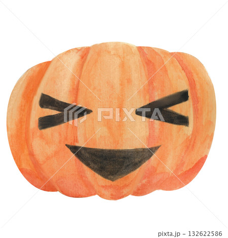 A smiling jack-o'-lantern. This jack-o'-lantern is done in a watercolor style. These illustrations are perfect for seasonal merchandise, themed party invitations, fall menus, and website designs A smiling jack-o'-lantern. This jack-o'-lantern is done in a watercolor style. These illustrations are perfect for seasonal merchandise, themed party invitations, fall menus, and website designs 132622586