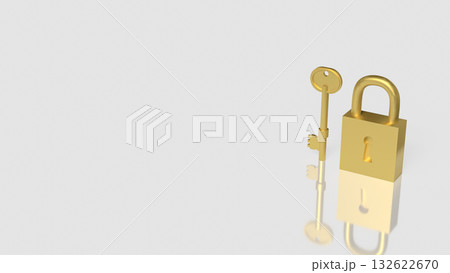 The Gold key and master for security concept 3d Rendering. 132622670