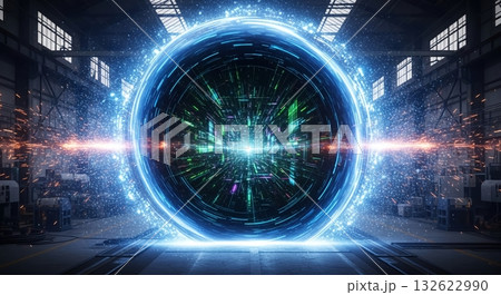 工場に現れた未来へのゲート 132622990