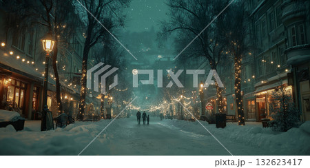 冬の夜のパリ・カルチェラタン通り 冬の夜のパリ・カルチェラタン通り 132623417