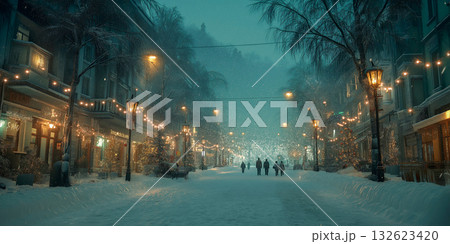 冬の夜のパリ・カルチェラタン通り 冬の夜のパリ・カルチェラタン通り 132623420