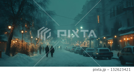 冬の夜のパリ・カルチェラタン通り 冬の夜のパリ・カルチェラタン通り 132623421