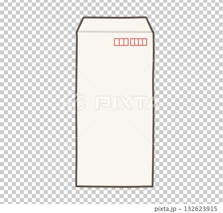 Illustration of a white envelope (front) 132623915