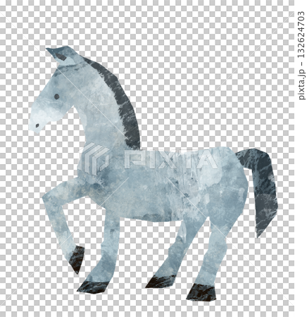 切り絵風テクスチャの灰色の馬のイラスト 切り絵風テクスチャの灰色の馬のイラスト 132624703