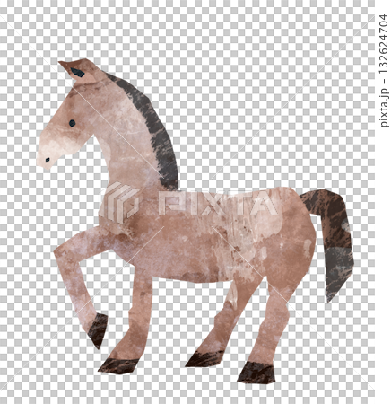 切り絵風テクスチャの茶色い馬のイラスト 切り絵風テクスチャの茶色い馬のイラスト 132624704