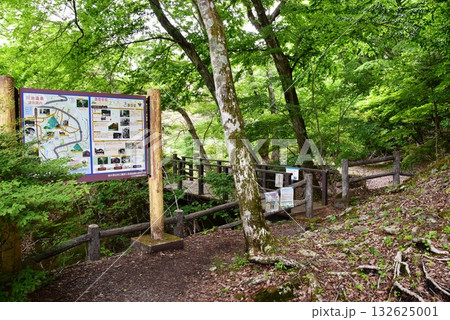 日光市川治温泉 あじさい公園散策路と川治温泉案内板 日光市川治温泉 あじさい公園散策路と川治温泉案内板 132625001