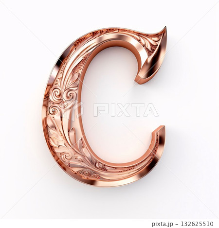 3d Letter C in the style of Baroque on a white background 3d Letter C in the style of Baroque on a white background 132625510