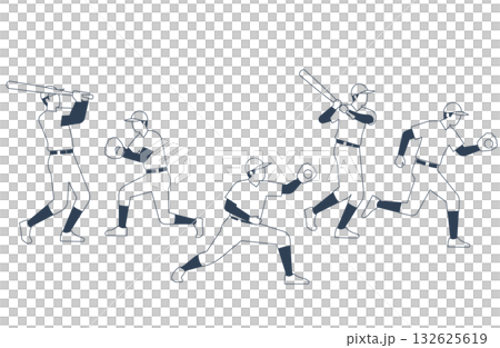 單色運動插畫素材,描繪棒球運動 單色運動插畫素材,描繪棒球運動 132625619