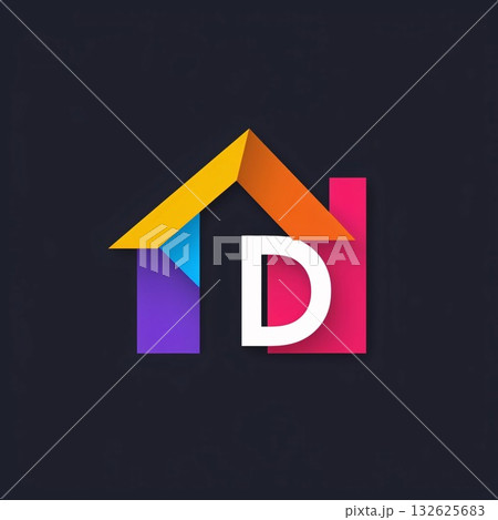 Real estate design, vector illustration eps 10. Colorful house icon letter D 132625683