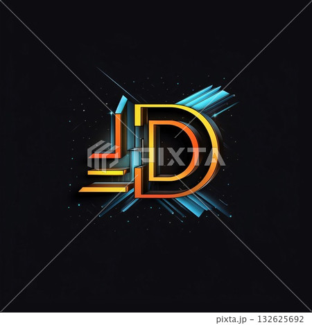3d illustration of the letter D on a dark background. Vector illustration. 3d illustration of the letter D on a dark background. Vector illustration. 132625692