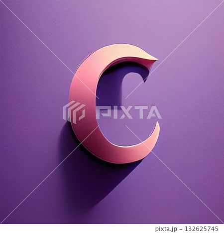 3d rendering of letter C on a purple background. Computer digital drawing. 132625745