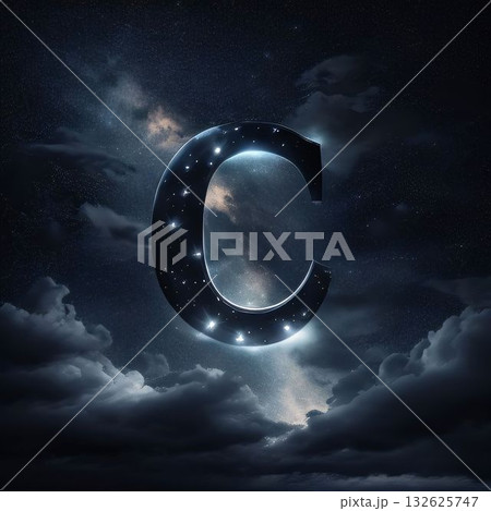 Zodiac symbol on dark sky background. Astrology and horoscope concept letter C Zodiac symbol on dark sky background. Astrology and horoscope concept letter C 132625747