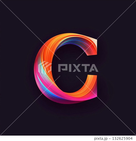 Colorful letter C logotype. 3d vector abstract font. Colorful letter C logotype. 3d vector abstract font. 132625904