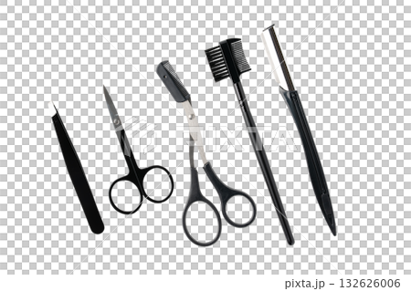 Eyebrow grooming tools set on transparent background (png) Eyebrow grooming tools set on transparent background (png) 132626006