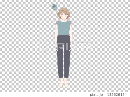 姿勢不良,中老年女性,圓肩,駝背,全身 姿勢不良,中老年女性,圓肩,駝背,全身 132626134