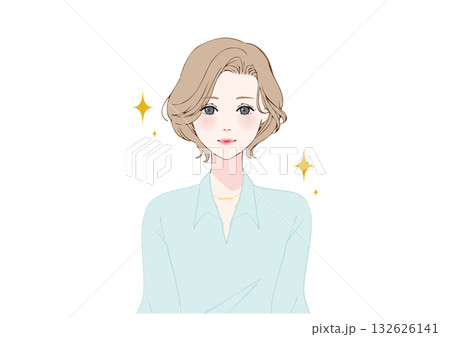 姿勢の良いオフィス女性上半身ミントシャツ 132626141