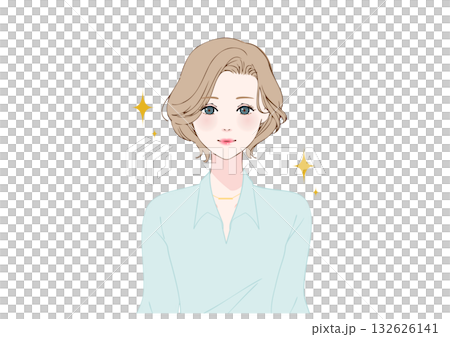 姿勢の良いオフィス女性上半身ミントシャツ 132626141