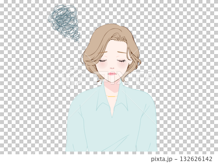 駝背、圓肩、上班族女性、上半身、憂慮、憂鬱 駝背、圓肩、上班族女性、上半身、憂慮、憂鬱 132626142