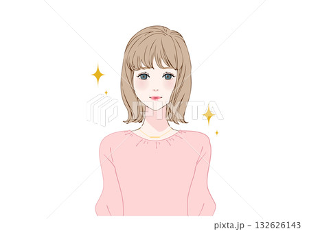 姿勢の良い若い女性上半身ピンク 姿勢の良い若い女性上半身ピンク 132626143